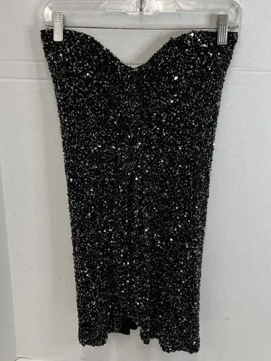Retrofete Black Sequin Mini Dress S NWT Party Bachelorette Night Out Strapless - Picture 2 of 7